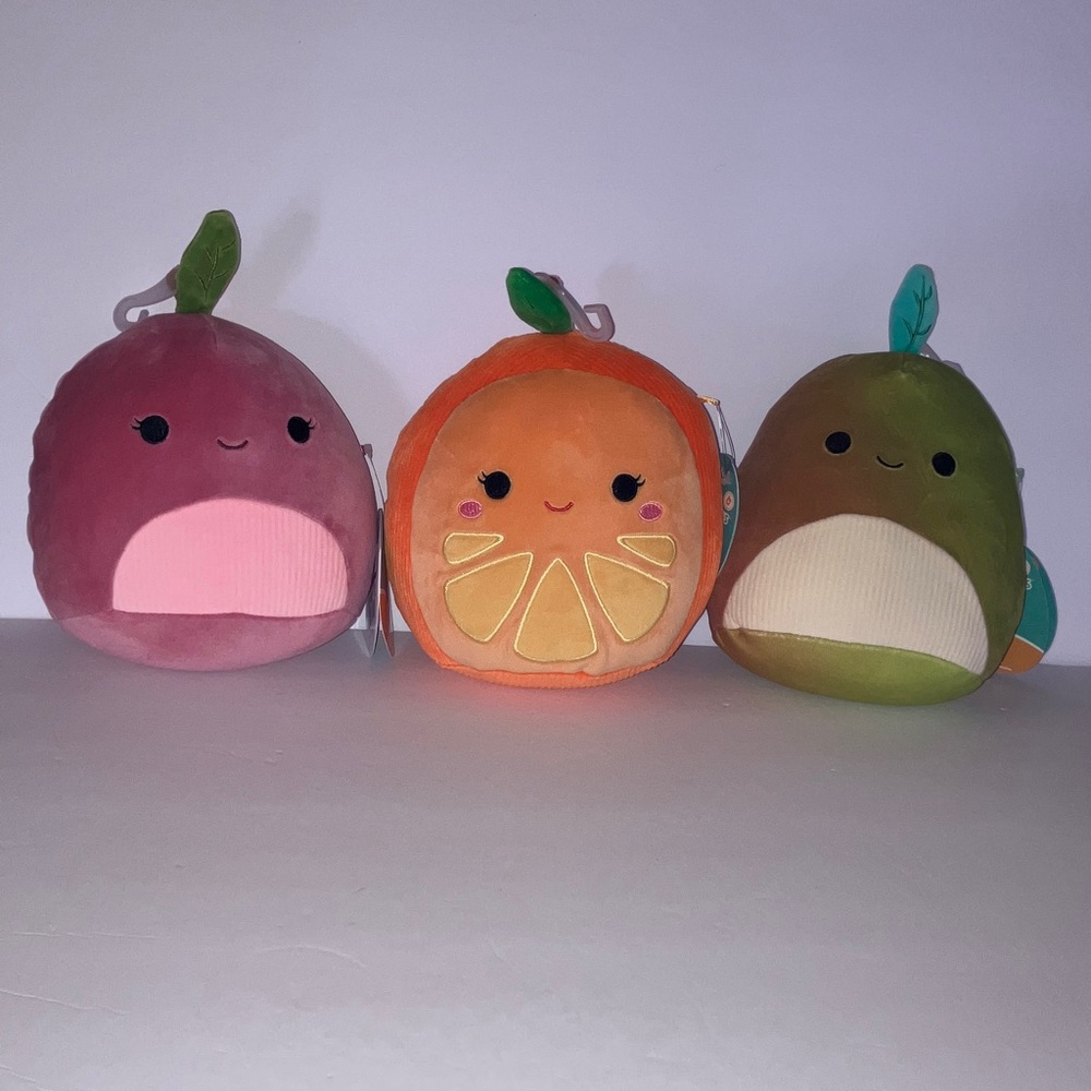 Squishmallows Dog Toy Set - Cherry, Celia & Olexa that Squeak and Crinkle 8”‎